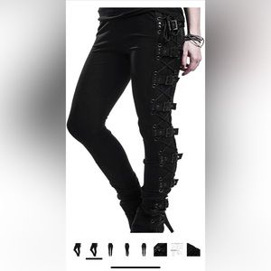 Casual Pants Gothic Criss Cross Lace Up Buckle Strap Skinny Leggings Steampunk